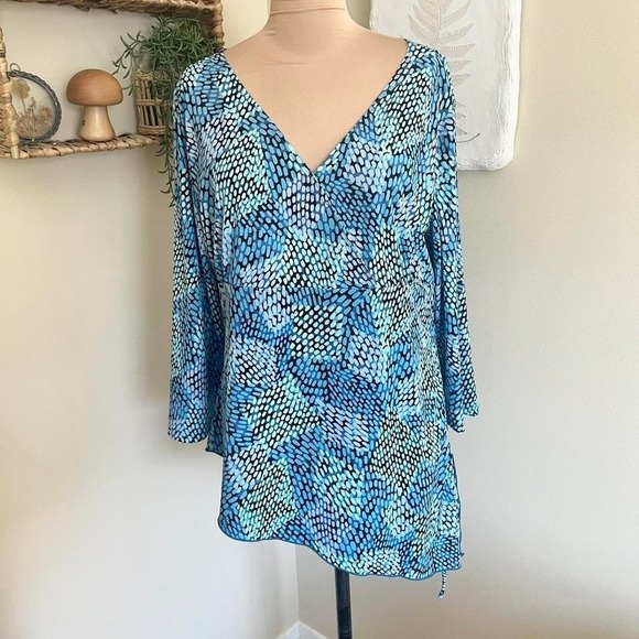 Style & Co. Tops - Y2K Style & Co Asymmetrical Blue Patterned Blouse